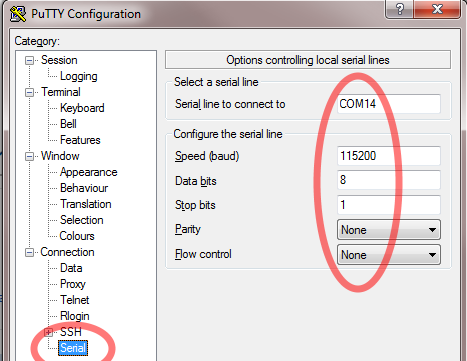 putty connection settings