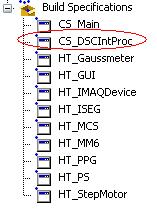 Screen of the Build Specifications