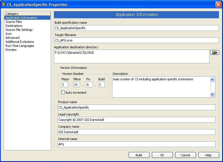 ApplicationBuilder: Application Information