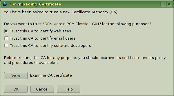 Firefox add certificate dialog